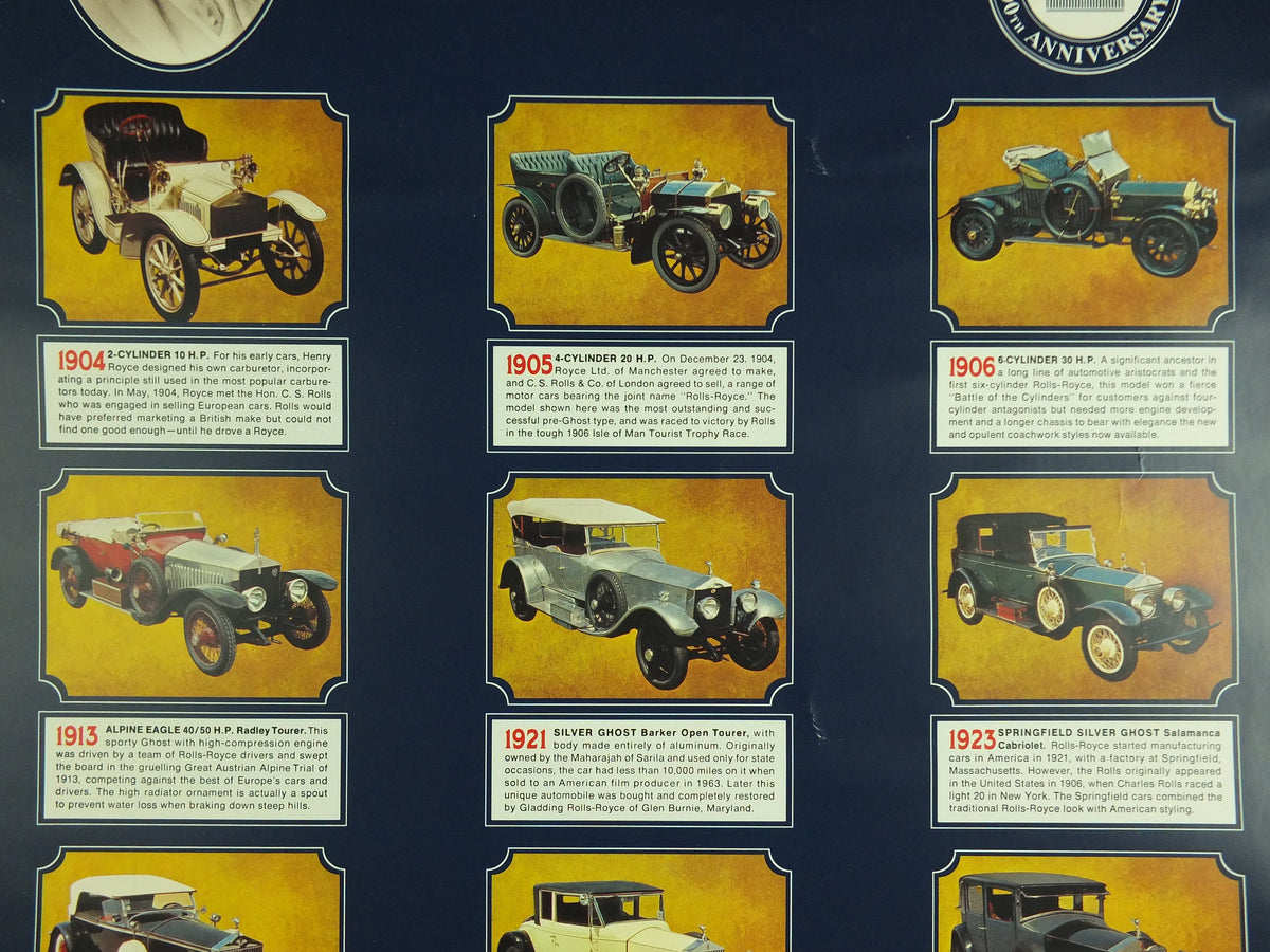 Original Vintage British Rolls Royce Story Poster Crewe luxury brand design sports car Cheshire history Advertising print wall art 1990s