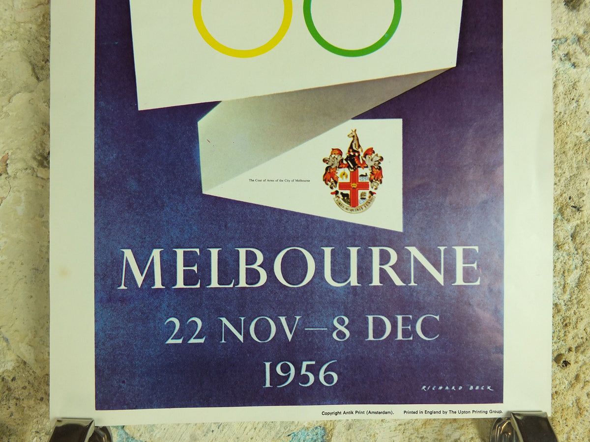 Vintage Olympic Games Melbourne Australia Poster rings sports sport international summer wall art reprint 1970s