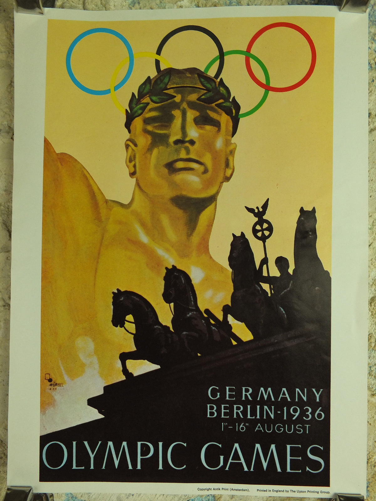 Vintage Olympic Games Berlin Germany Poster rings sports sport international summer wall art reprint 1970s