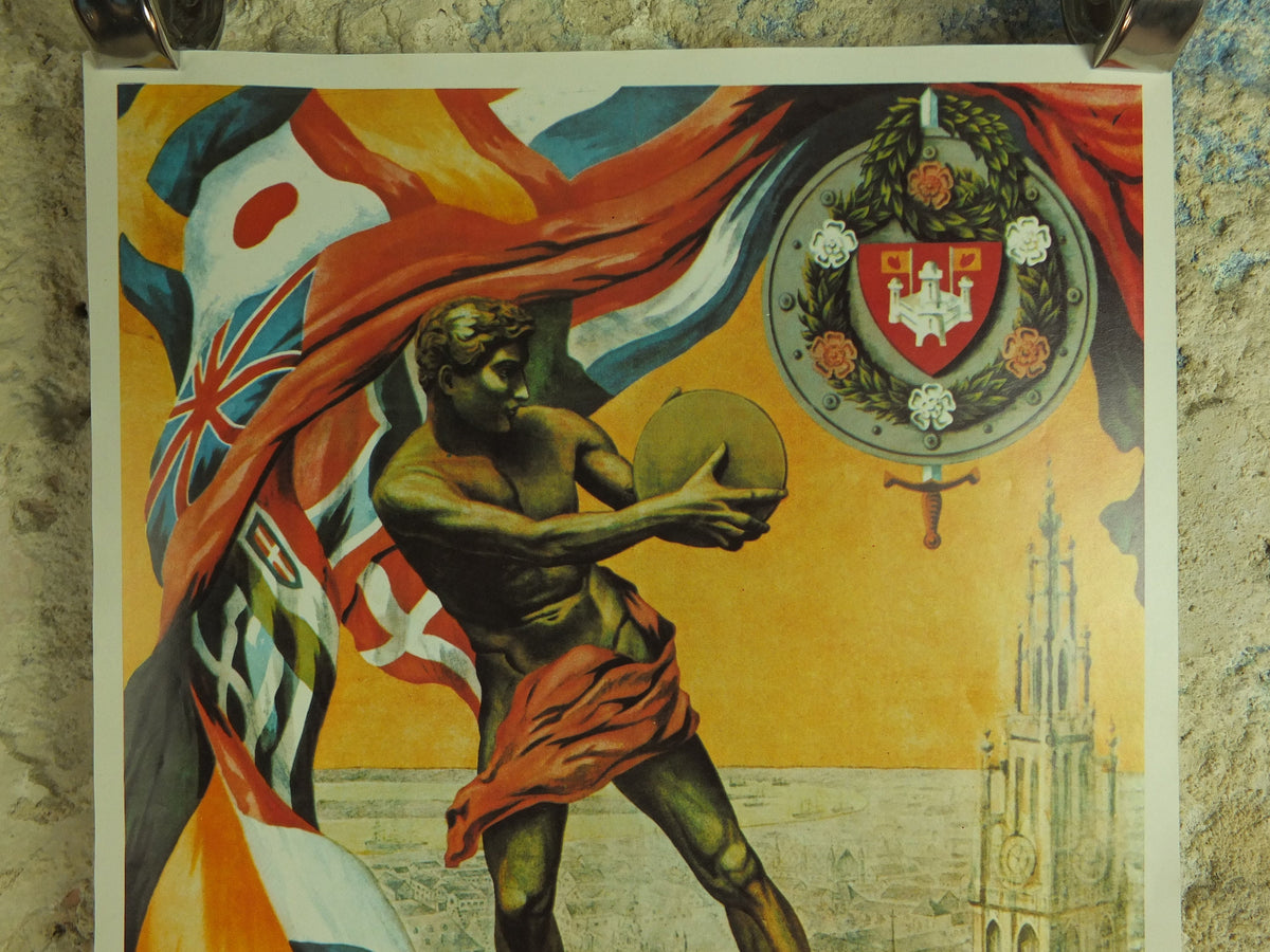 Vintage Olympic Games Antwerp Belgium Poster rings sports sport international summer wall art reprint 1970s