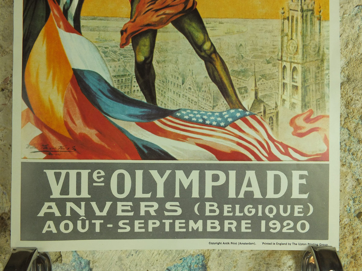 Vintage Olympic Games Antwerp Belgium Poster rings sports sport international summer wall art reprint 1970s
