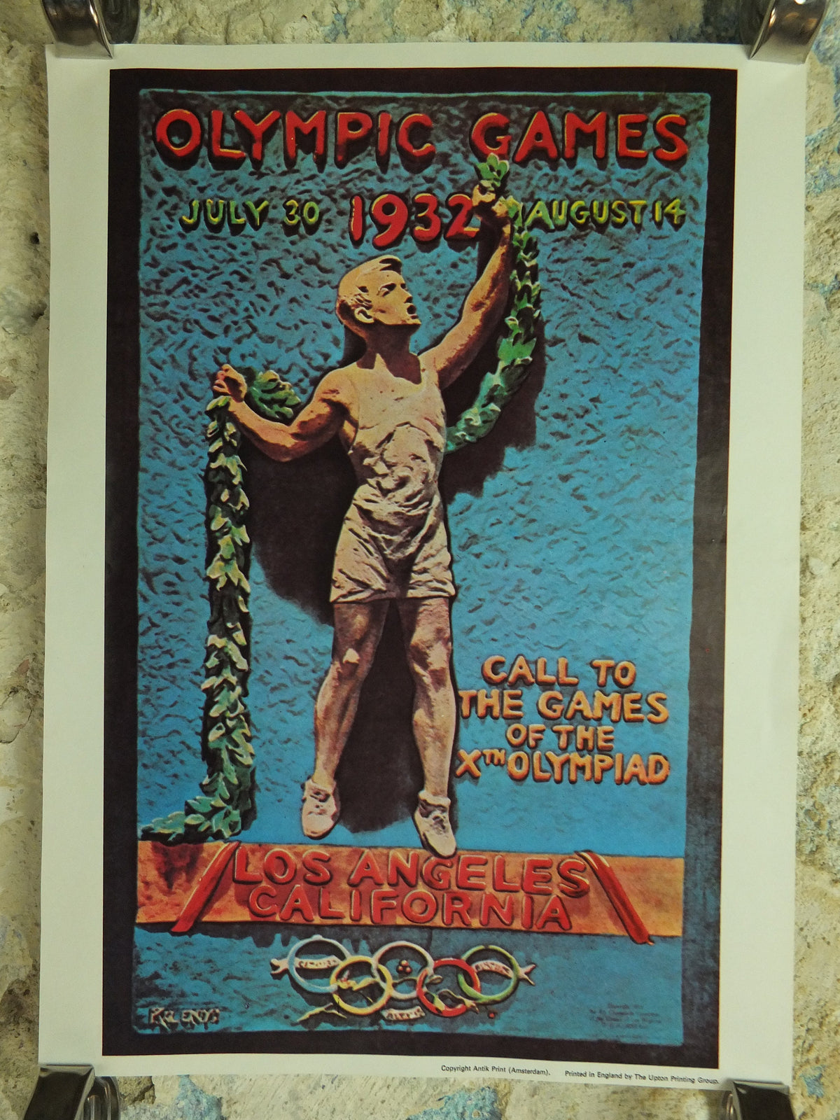 Vintage Olympic Games Los Angeles California USA Poster rings sports sport international summer wall art reprint 1970s
