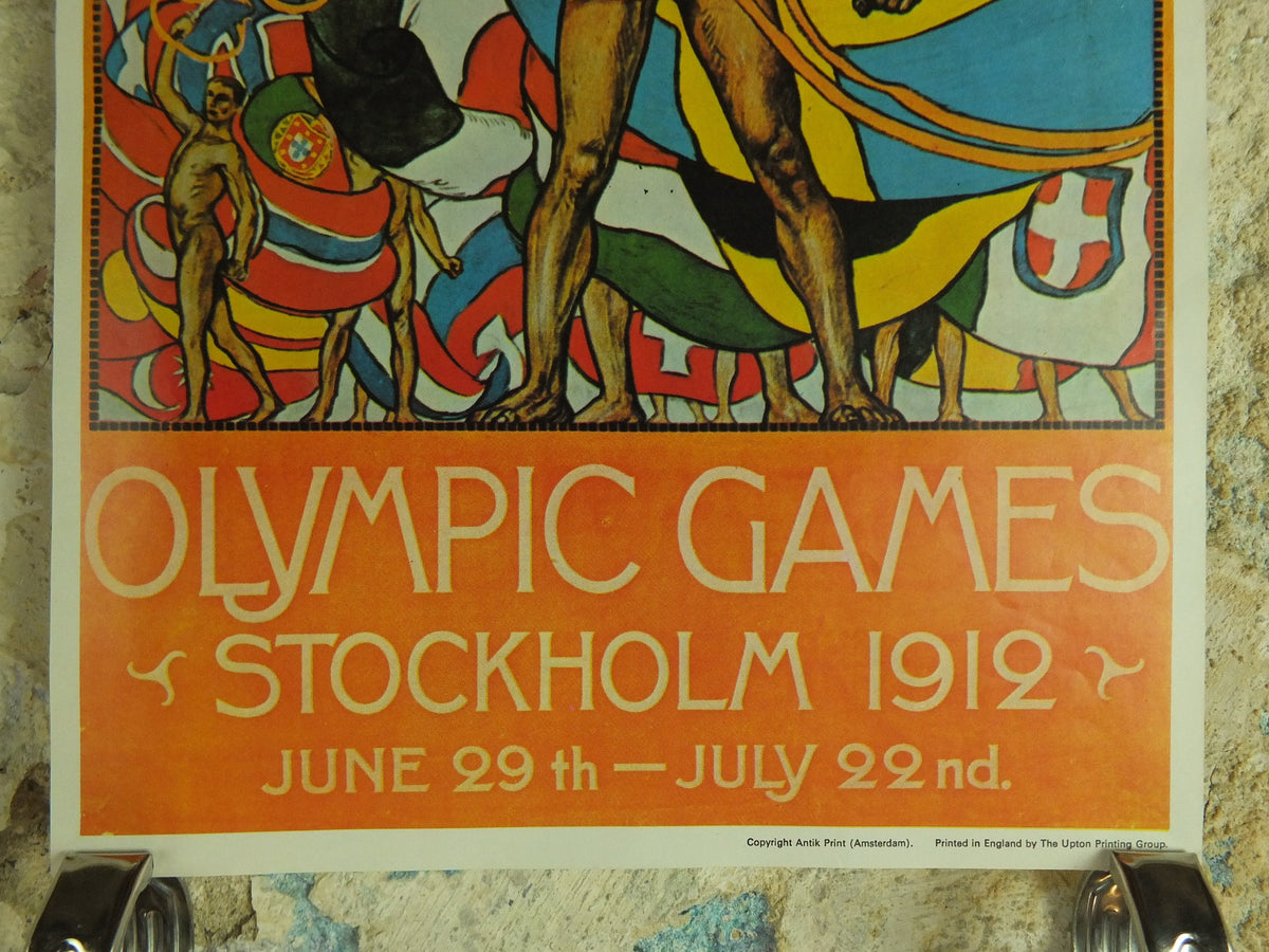 Vintage Olympic Games Stockholm Sweden Poster rings sports sport international summer wall art reprint 1970s