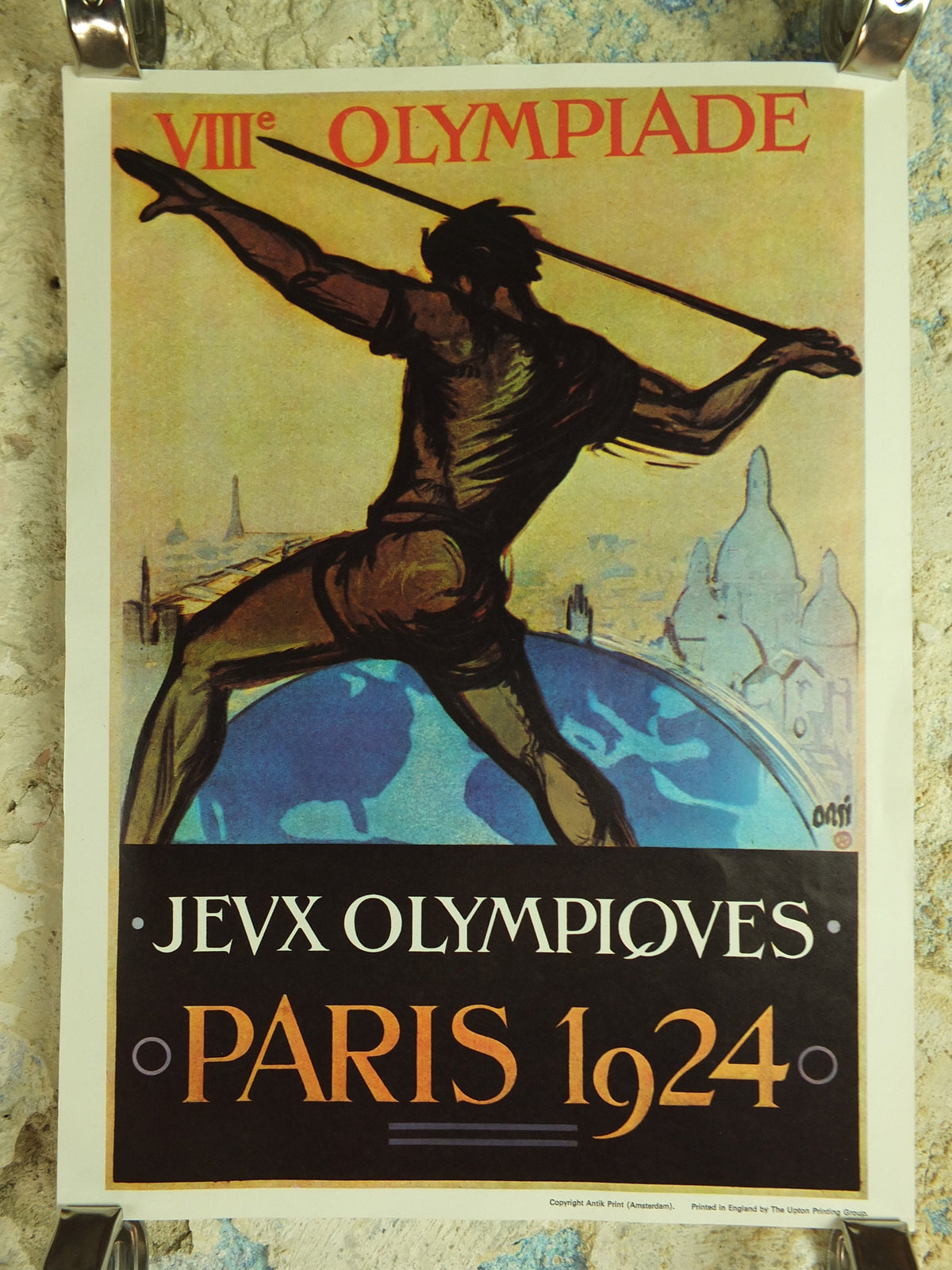 Vintage Olympic Games Paris France Poster rings sports sport international summer wall art reprint 1970s