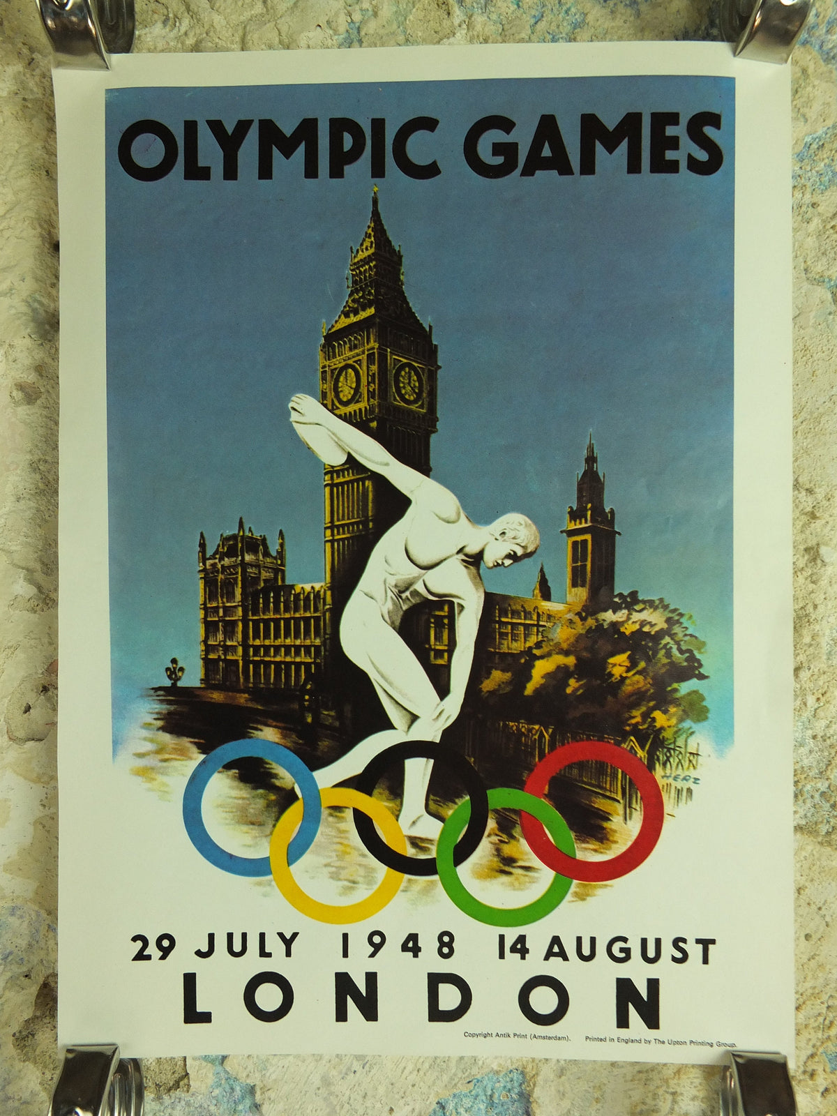 Vintage Olympic Games London Great Britain UK Poster rings sports sport international summer wall art reprint 1970s