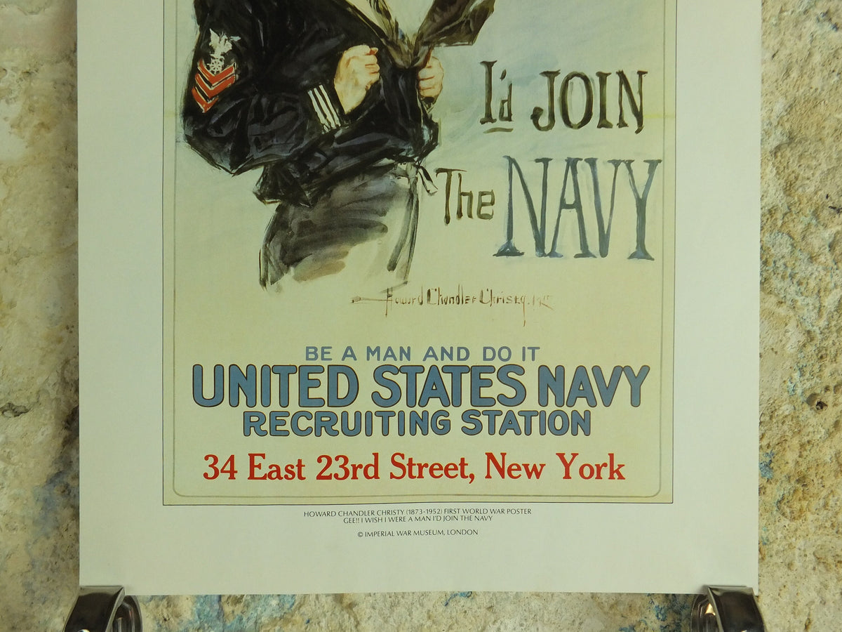 Vintage British Christy Girls If I was a man I'd join the Navy Poster Imperial War Museum World War 1 WW1 Propaganda Poster reprint wall art