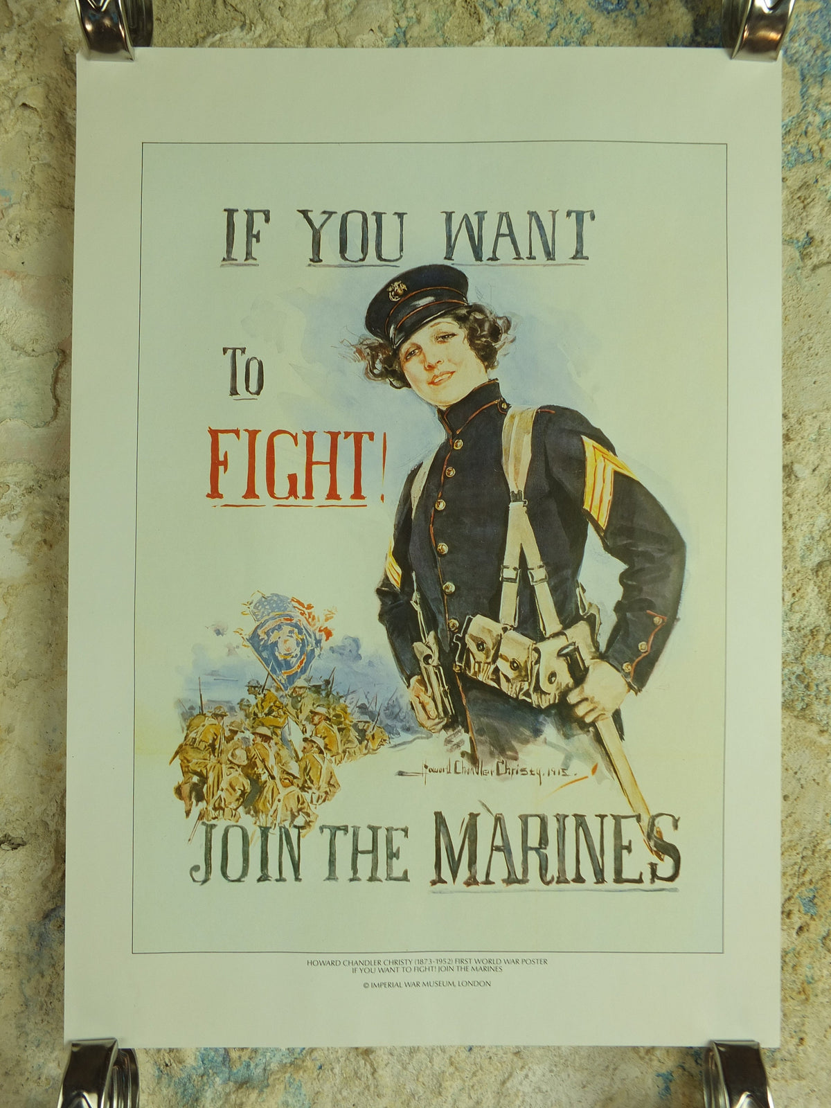 Vintage British Christy Girls Join the Marines Poster want to fight Imperial War Museum World War 1 WW1 Propaganda Poster reprint wall art