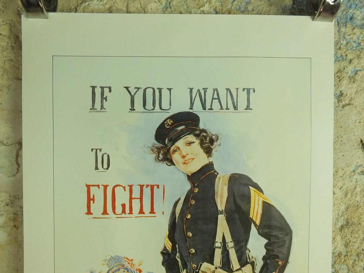 Vintage British Christy Girls Join the Marines Poster want to fight Imperial War Museum World War 1 WW1 Propaganda Poster reprint wall art