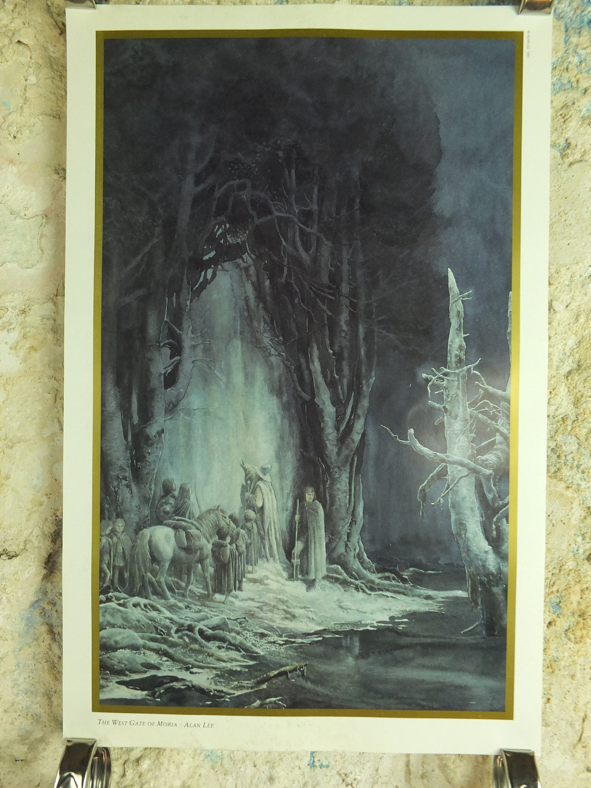 1994 The West Gate of Moria Poster, by Alan Lee, Lord of the Rings, Tolkien Centenary, Fellowship of Ring, illustration print wall art decor