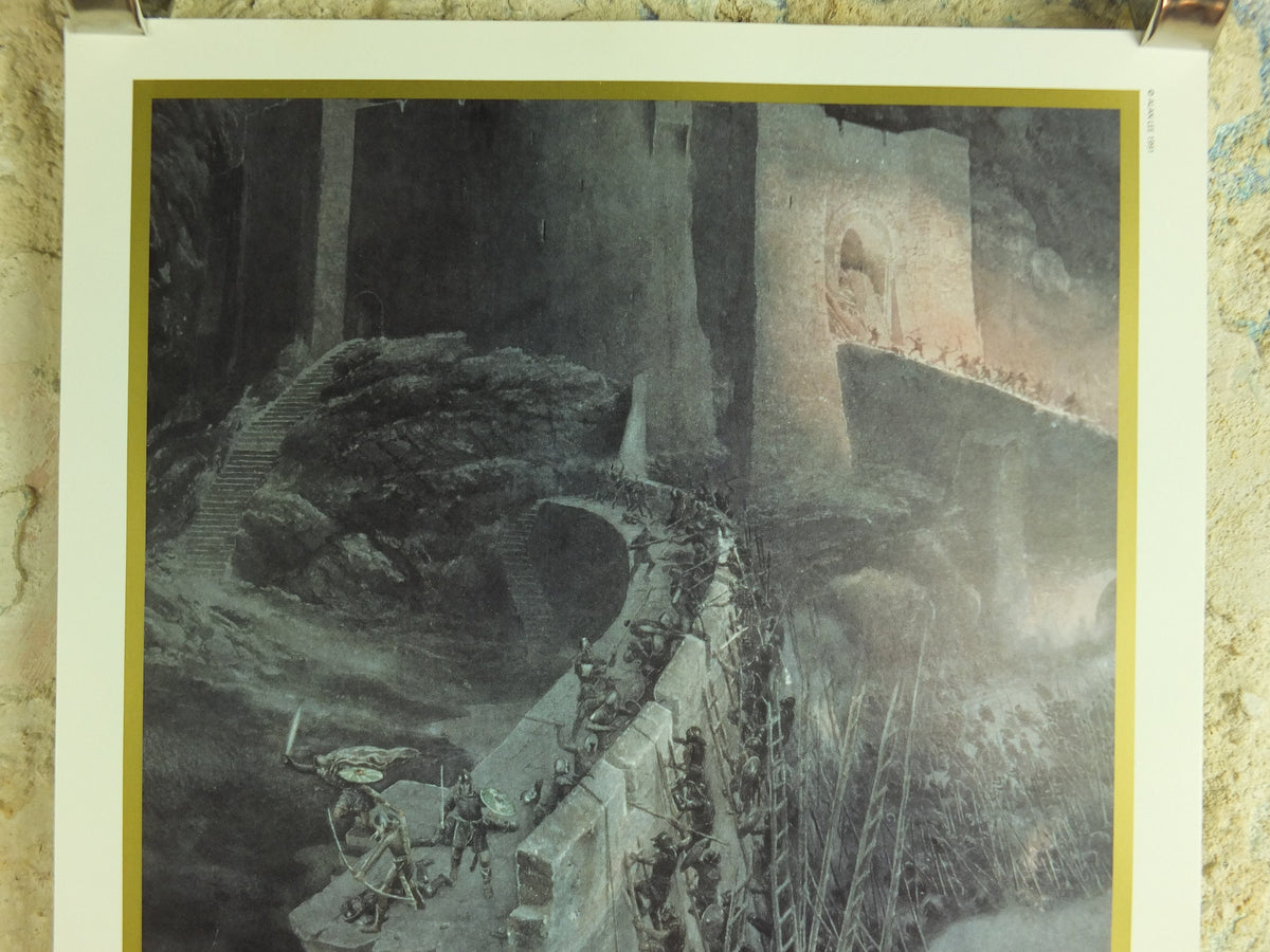 1994 The Battle of the Hornburg Poster, by Alan Lee, Tolkien Centenary Lord of the Rings, Helms Deep Rohan, Two Towers, print wall art decor