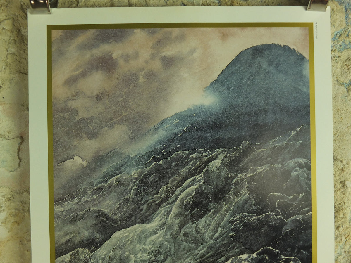 1994 Mount Doom Poster, by Alan Lee, Vintage Lord of the Rings, Tolkien Centenary, Return of the King, illustration print wall art decor
