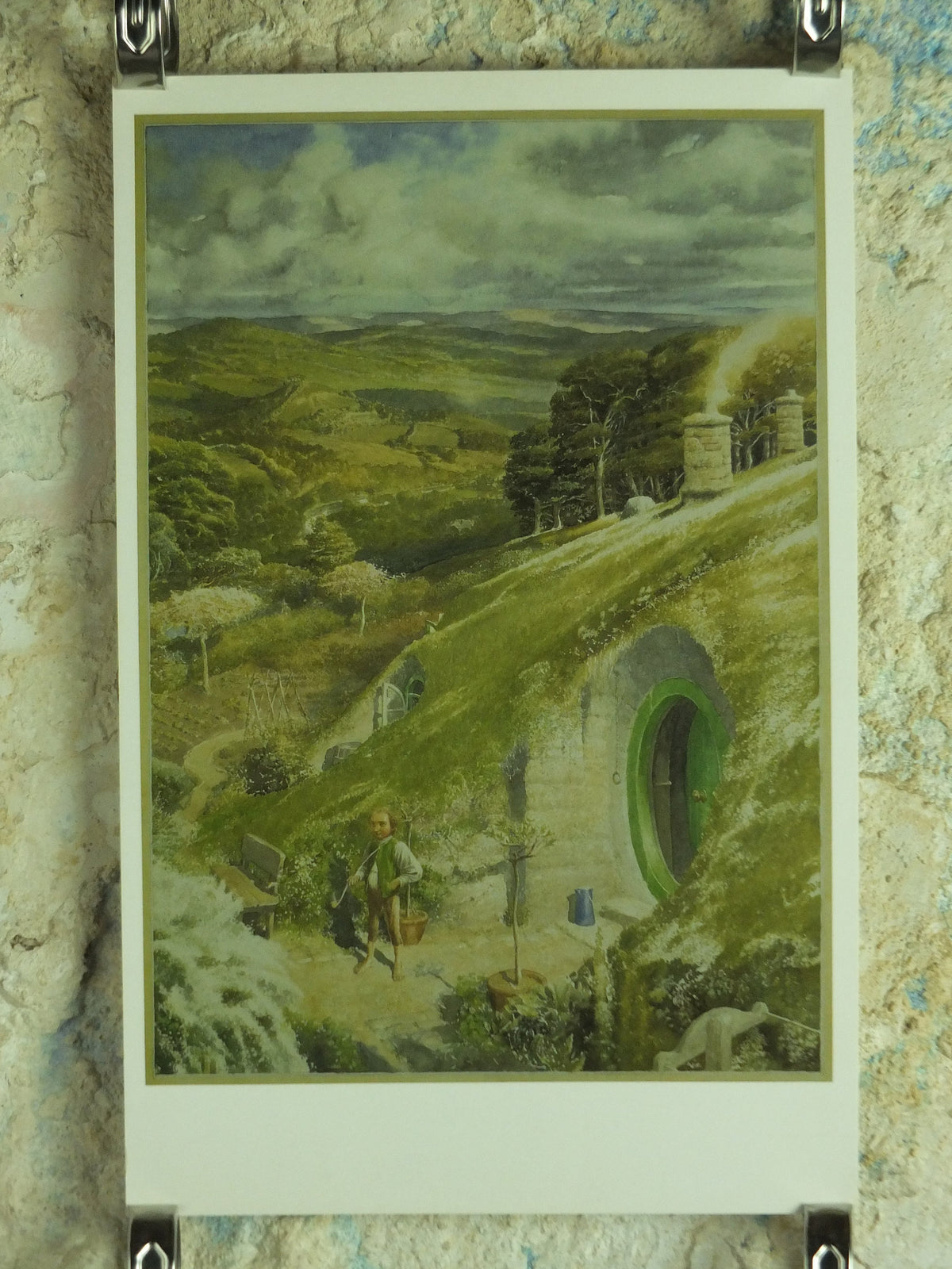 1997 Bilbo at Bag Eng Poster, The Shire from The Hobbit, by Alan Lee J.R.R. Tolkien, Hobbiton, illustration print wall art decor