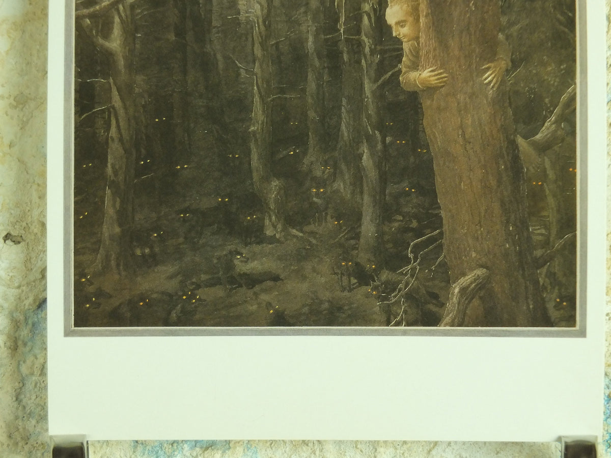 1997 The Wargs Poster, by Alan Lee, Dwarves in the Trees from The Hobbit, J.R.R. Tolkien, Misty Mountains, illustration print wall art decor