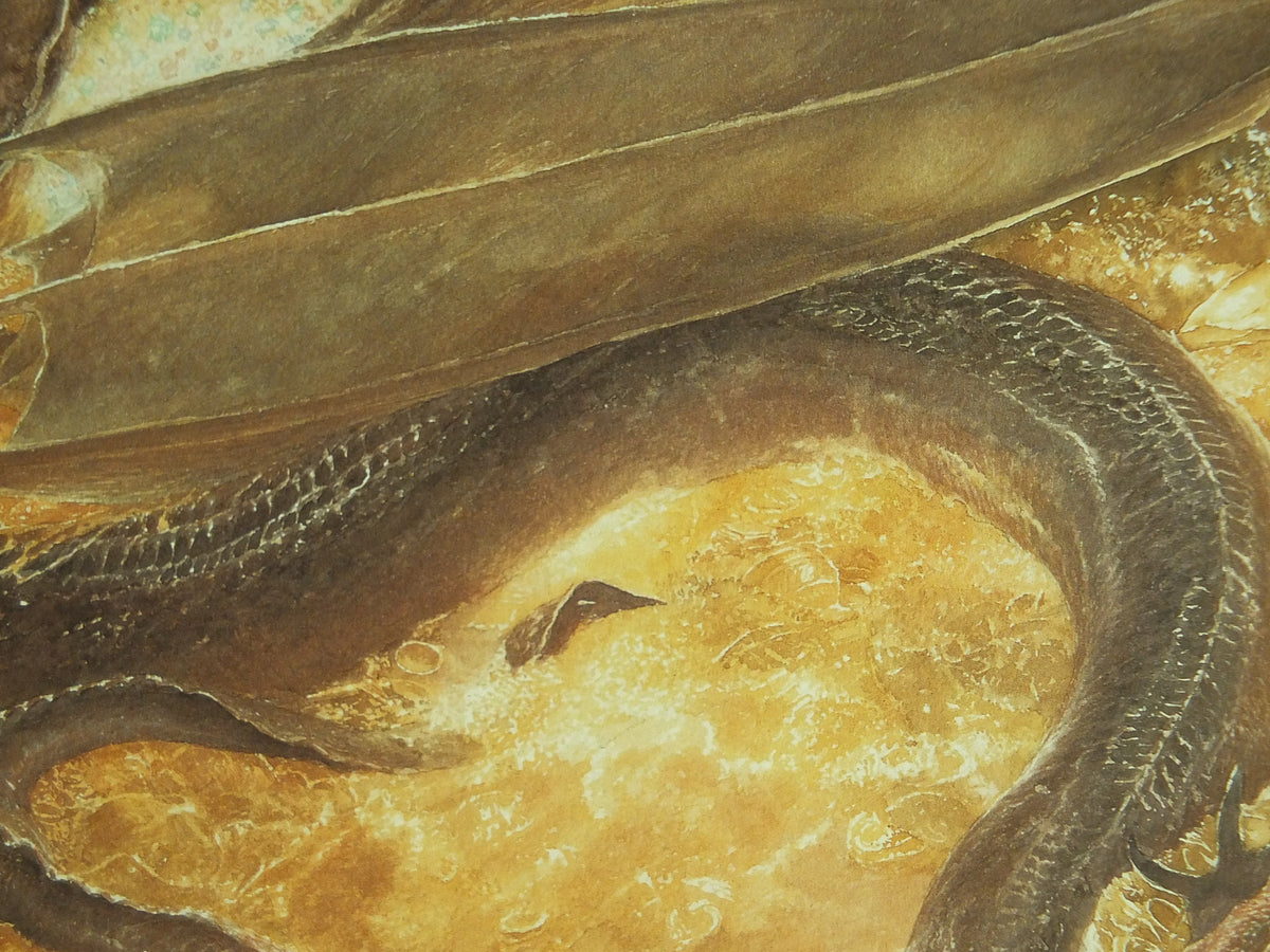 1997 Smaug Poster, by Alan Lee, Under the Lonely Mountain from The Hobbit, J.R.R. Tolkien, Erebor, illustration print wall art decor