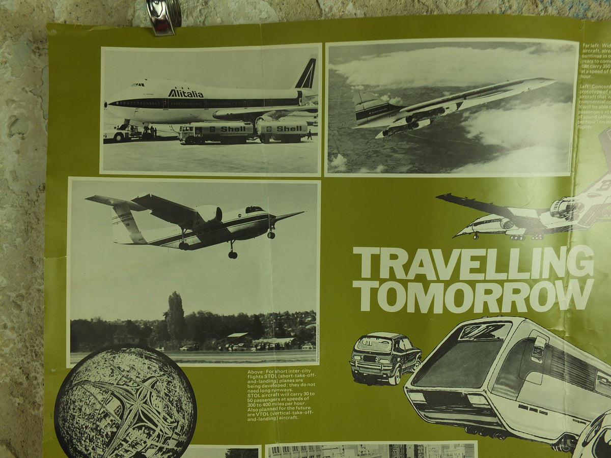 Original Vintage Shell Travelling Tomorrow Poster Yorkshire train industrial school education art wall retro interior design 1973 1970s