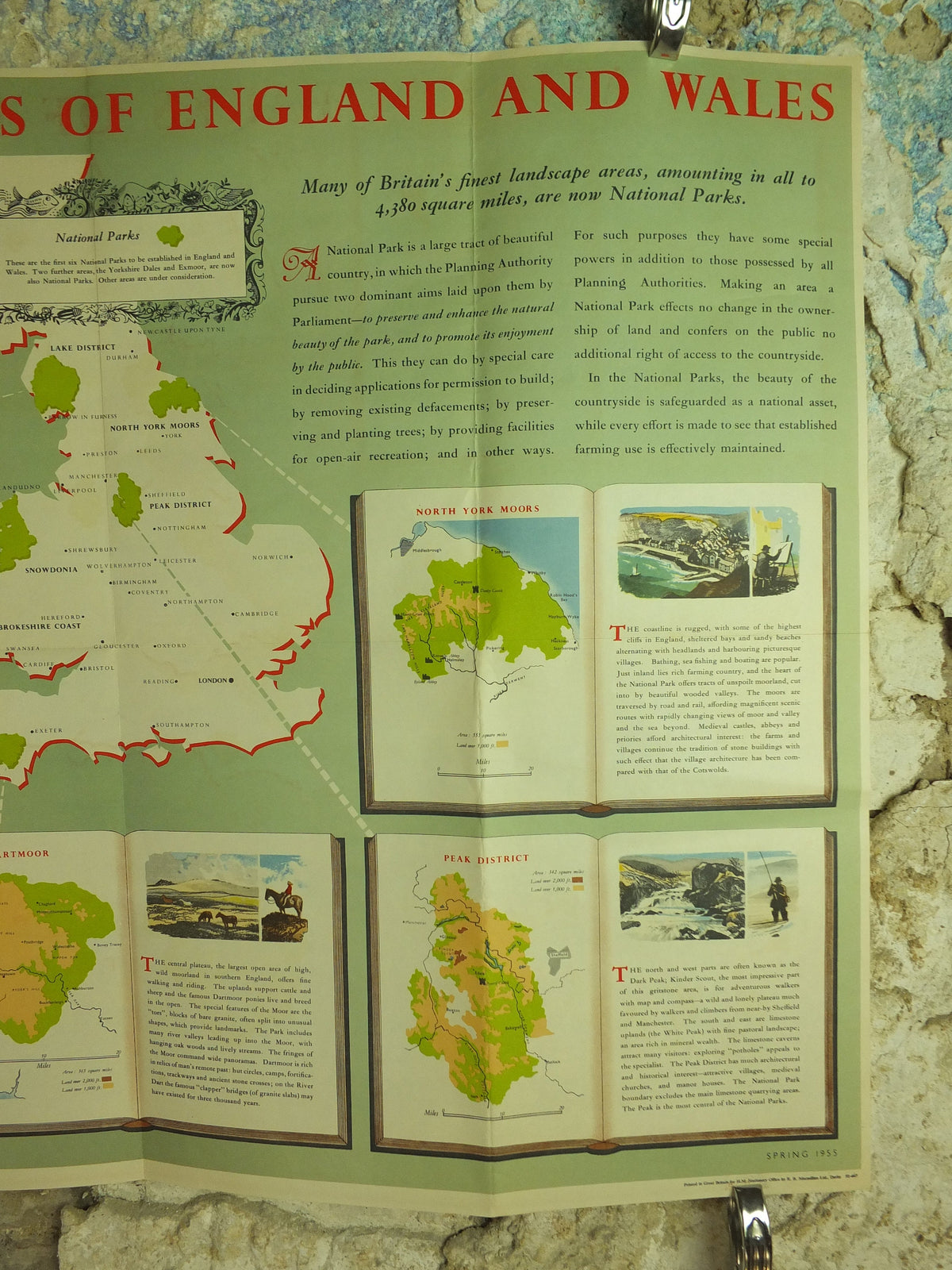 Original Vintage National Parks of England and Wales Poster Lake District Peak Snowdonia Dartmoor York Pembrokeshire wall art 1950s 1955
