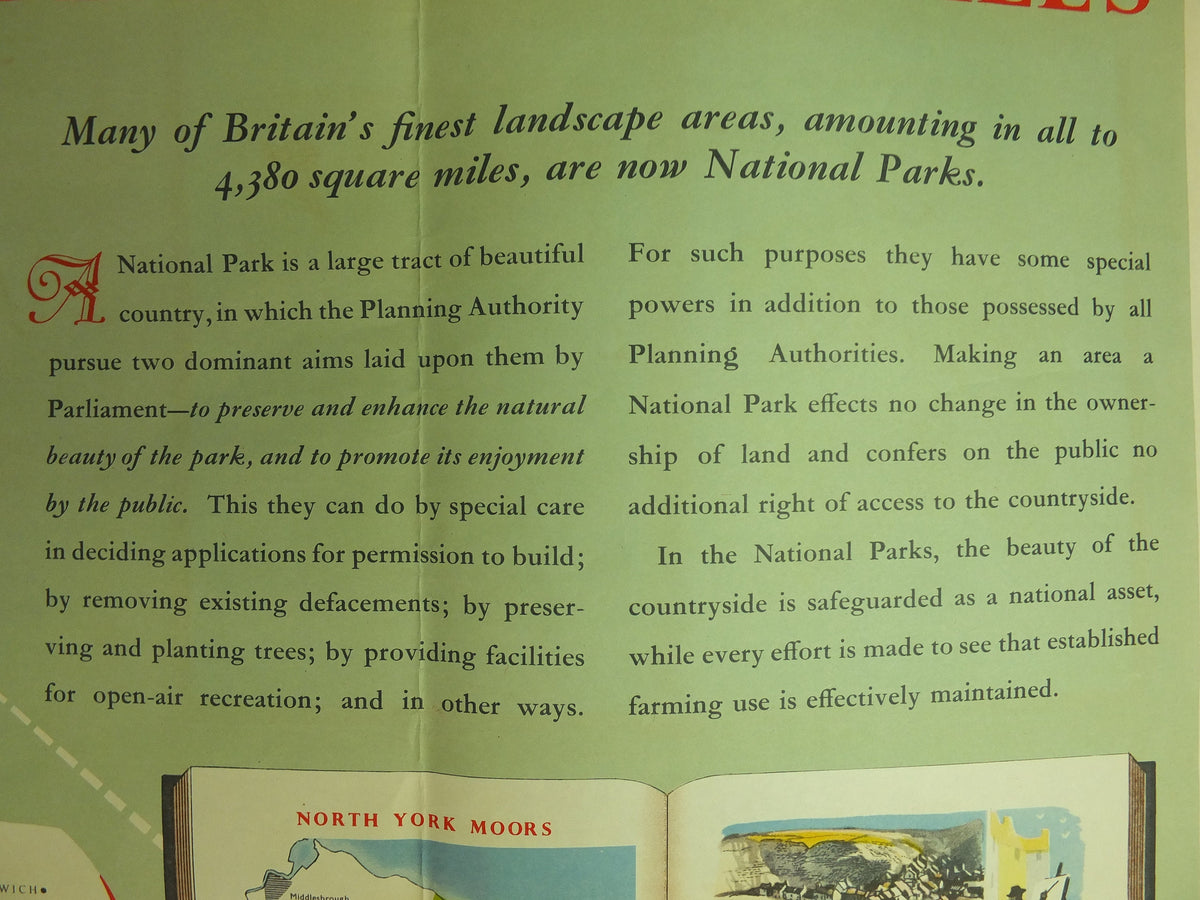 Original Vintage National Parks of England and Wales Poster Lake District Peak Snowdonia Dartmoor York Pembrokeshire wall art 1950s 1955