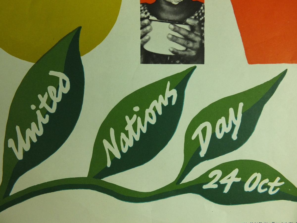 Original Vintage United Nations Poster Freedom from Hunger United Nations Day 24 October Ashley starve starvation print wall art 1960s