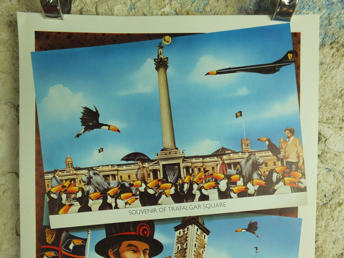 Original Vintage Guinness Toucan Poster, advertising, Tower of London, Trafalgar Square, ale Irish stout beer print wall art retro 1970s