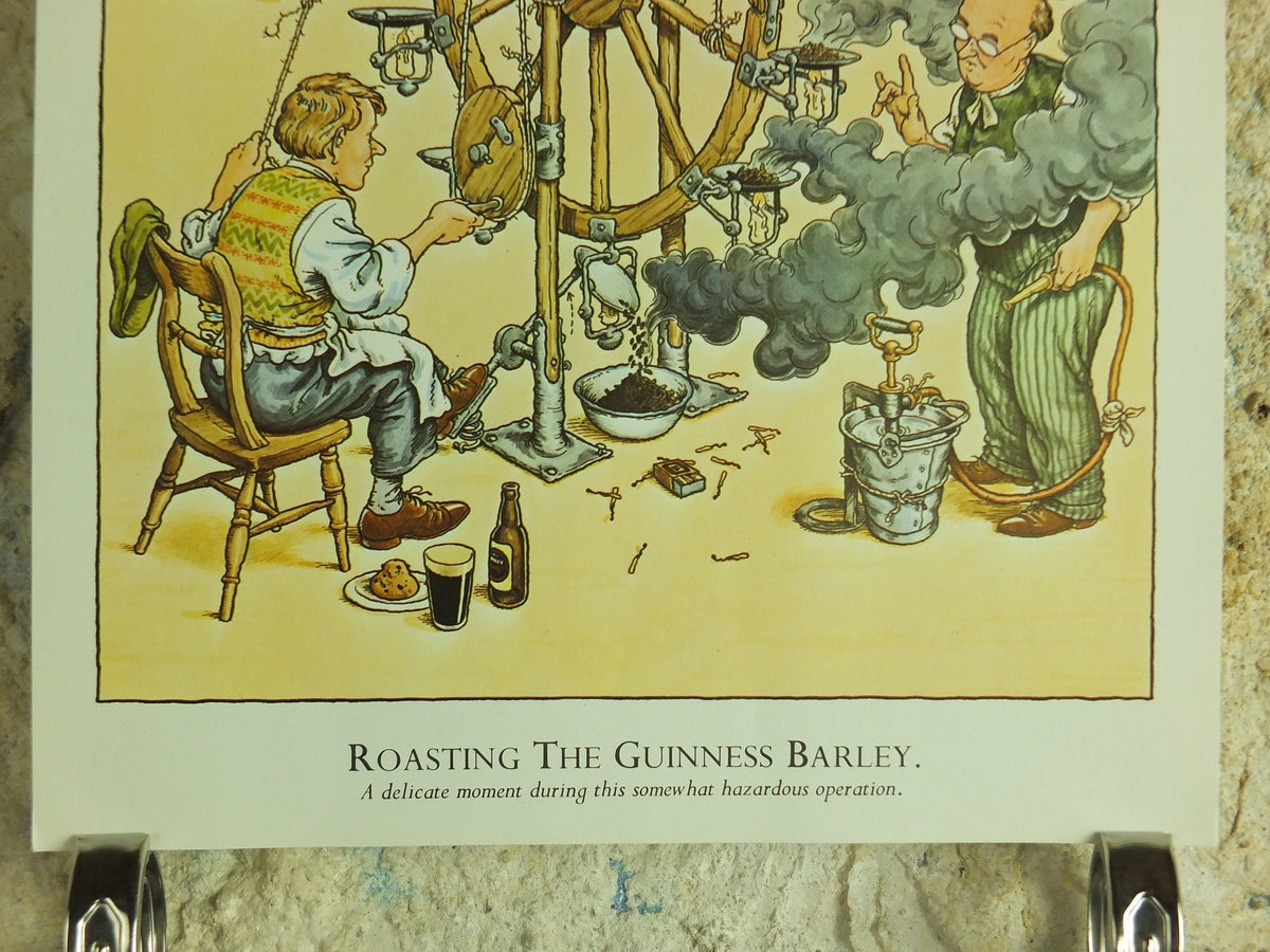 Original Vintage Gentle Art of making Guinness Poster Roasting the Barley advertising ale Irish stout beer print wall art retro 1980s