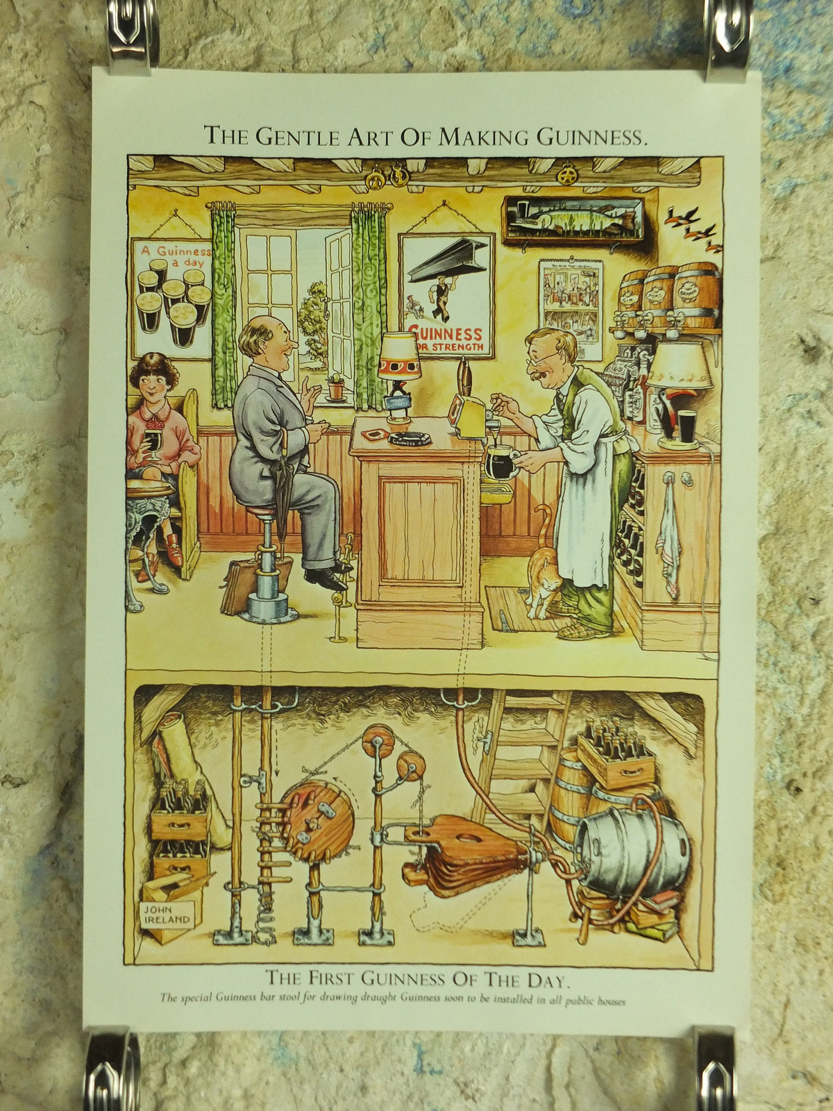 Original Vintage Gentle Art of Making Guinness Poster First Guinness of the Day advertising ale Irish stout beer print wall art retro 1980s