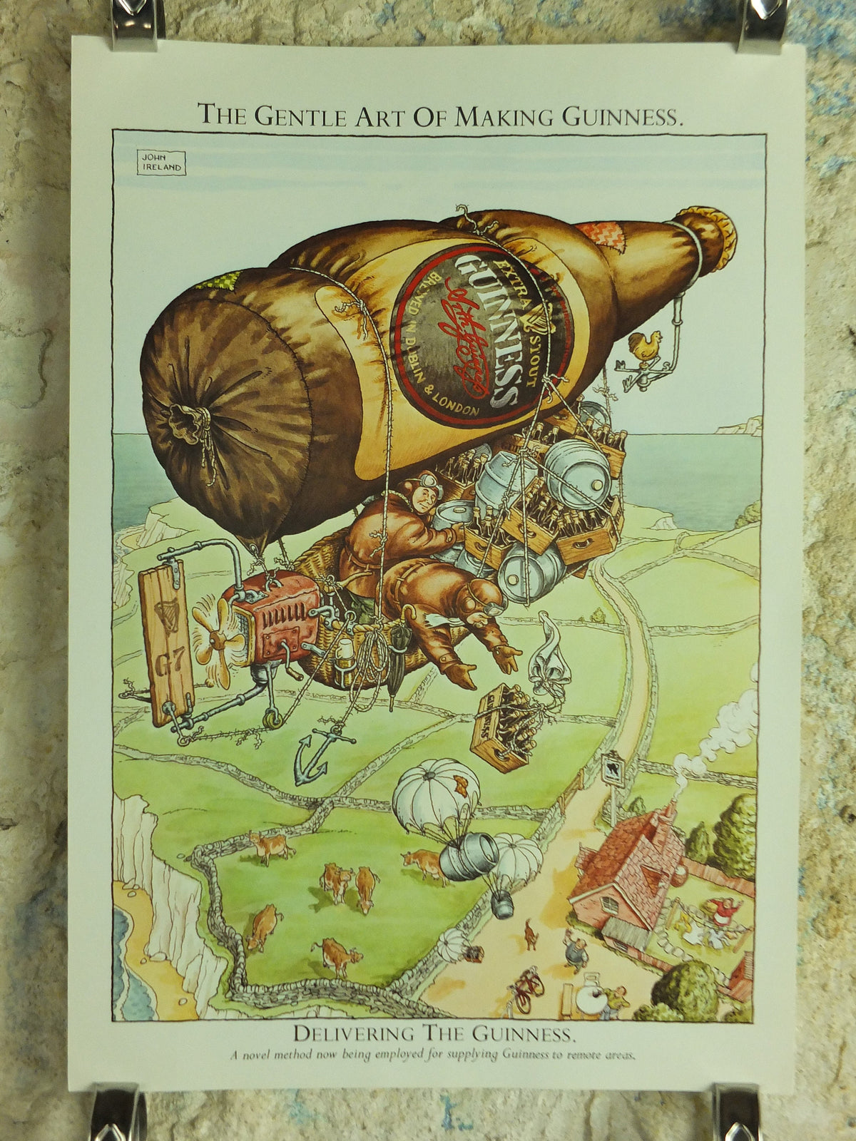 Original Vintage Gentle Art of Making Guinness Poster Delivering the Guinness advertising ale Irish stout beer print wall art retro 1980s