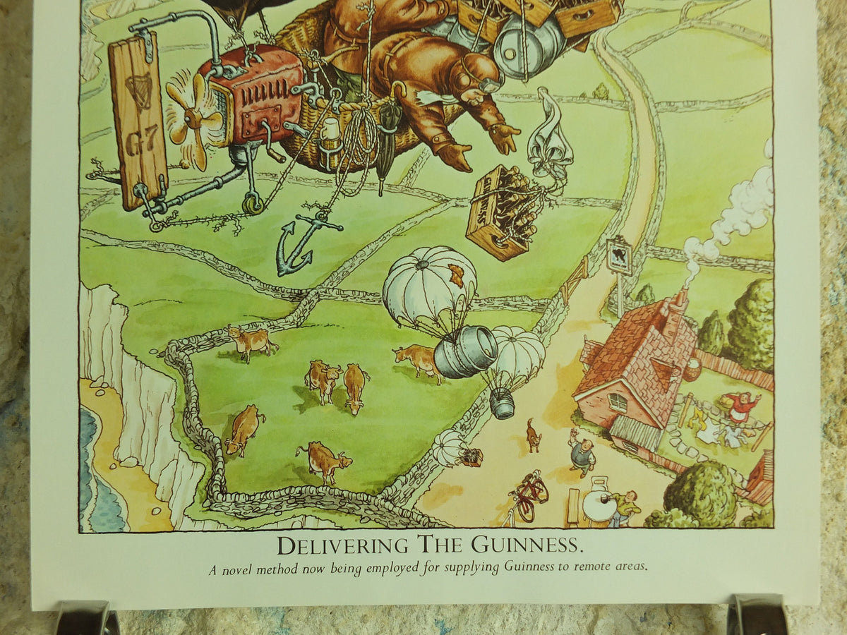 Original Vintage Gentle Art of Making Guinness Poster Delivering the Guinness advertising ale Irish stout beer print wall art retro 1980s