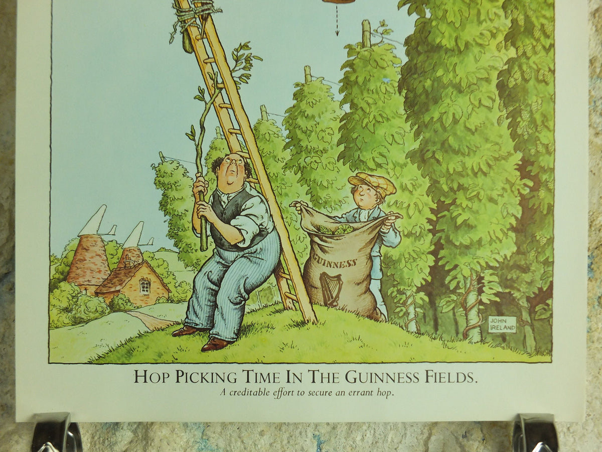 Original Vintage Gentle Art of Making Guinness Poster Hop picking time in fields advertising ale Irish stout beer print wall art retro 1980s