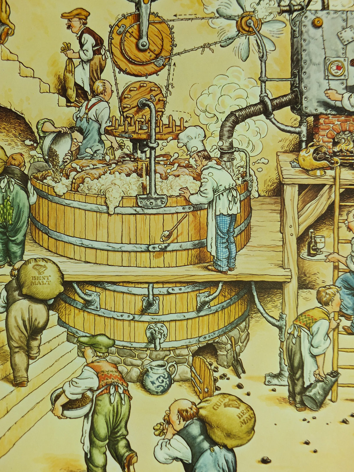 Original Vintage Gentle Art of Making Guinness Poster Mixing the Guinness Mash advertising ale Irish stout beer print wall art retro 1980s