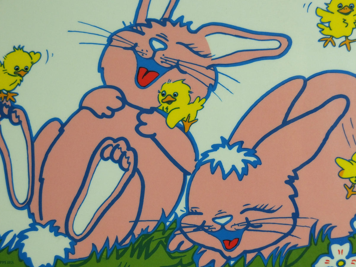 Unique Original Vintage Retail "We wish all our customers a Happy Easter" Sign for a shop window laminated 1993 1990s