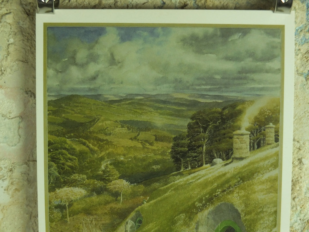 1997 Bilbo at Bag End Poster, by Alan Lee, The Shire from The Hobbit, J.R.R. Tolkien, Hobbiton, illustration print wall art decor