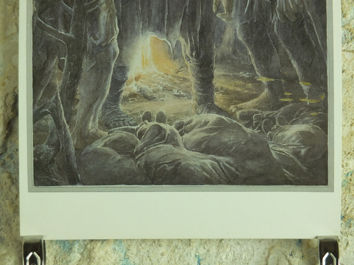 1997 The Stone Trolls Poster, by Alan Lee, Trolls capture the dwarves from The Hobbit, J.R.R. Tolkien, illustration print wall art decor