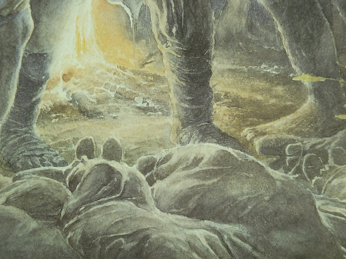 1997 The Stone Trolls Poster, by Alan Lee, Trolls capture the dwarves from The Hobbit, J.R.R. Tolkien, illustration print wall art decor