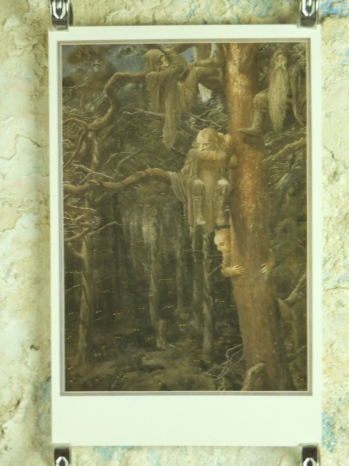 1997 The Wargs Poster, Dwarves in the Trees from The Hobbit, by Alan Lee, J.R.R. Tolkien, Misty Mountains, illustration print wall art decor