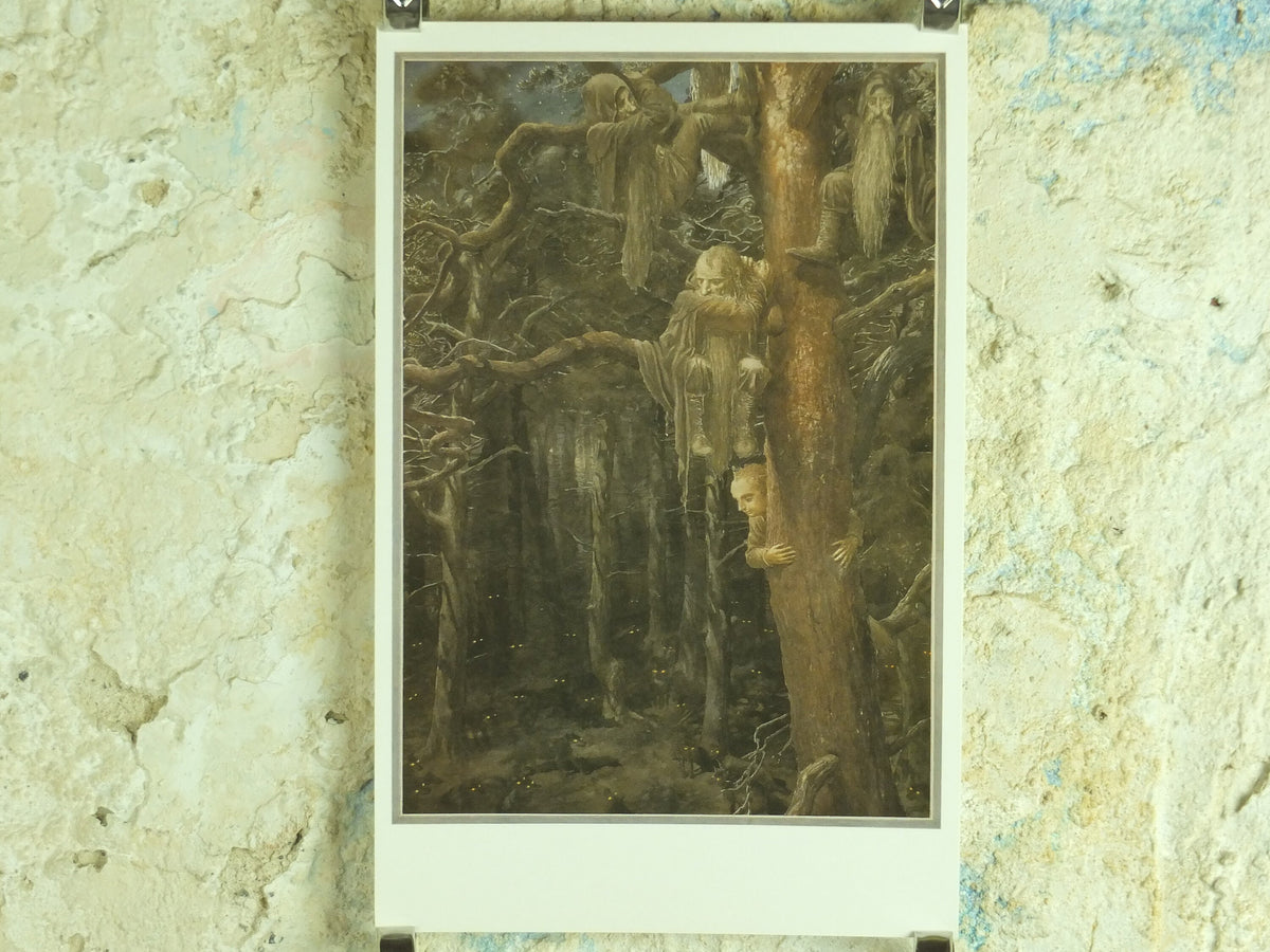 1997 The Wargs Poster, by Alan Lee, Dwarves in the Trees from The Hobbit, J.R.R. Tolkien, Misty Mountains, illustration print wall art decor