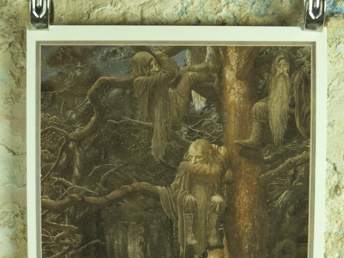 1997 The Wargs Poster, by Alan Lee, Dwarves in the Trees from The Hobbit, J.R.R. Tolkien, Misty Mountains, illustration print wall art decor