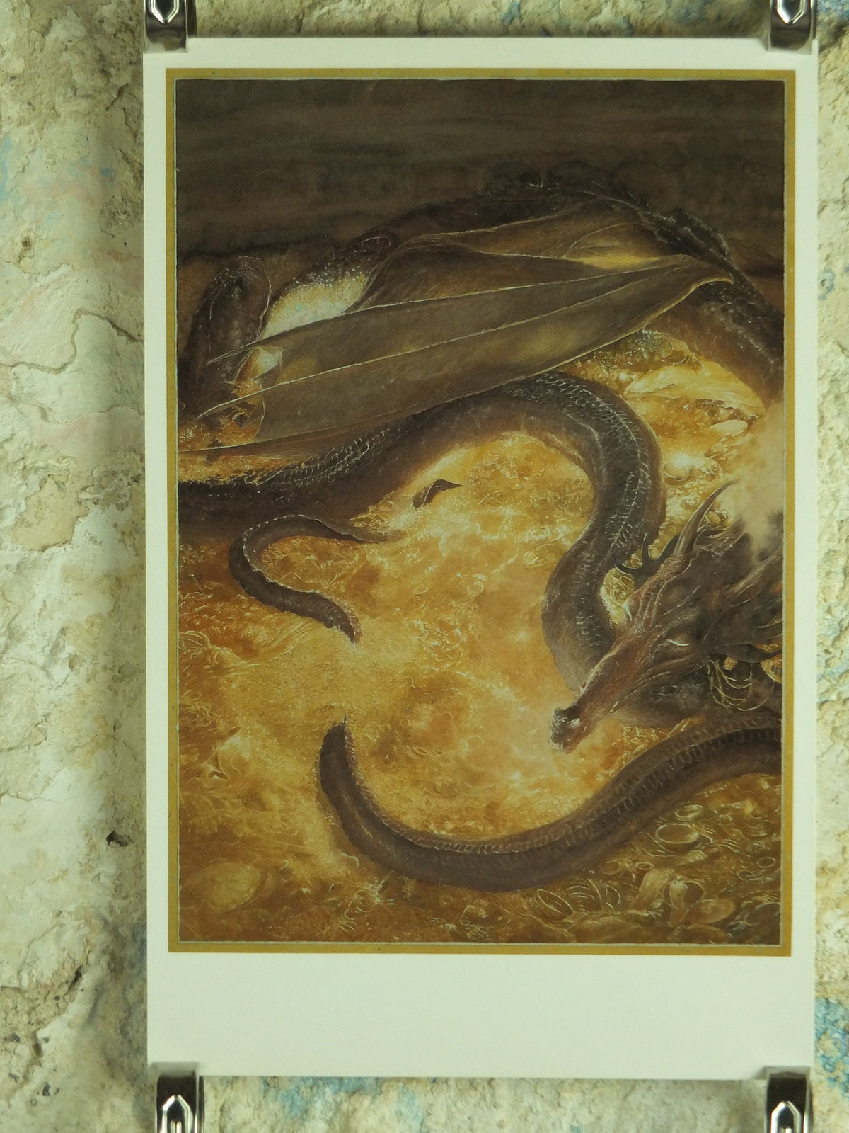 1997 Smaug Poster, Under the Lonely Mountain from The Hobbit, by Alan Lee J.R.R. Tolkien, Erebor, illustration print wall art decor