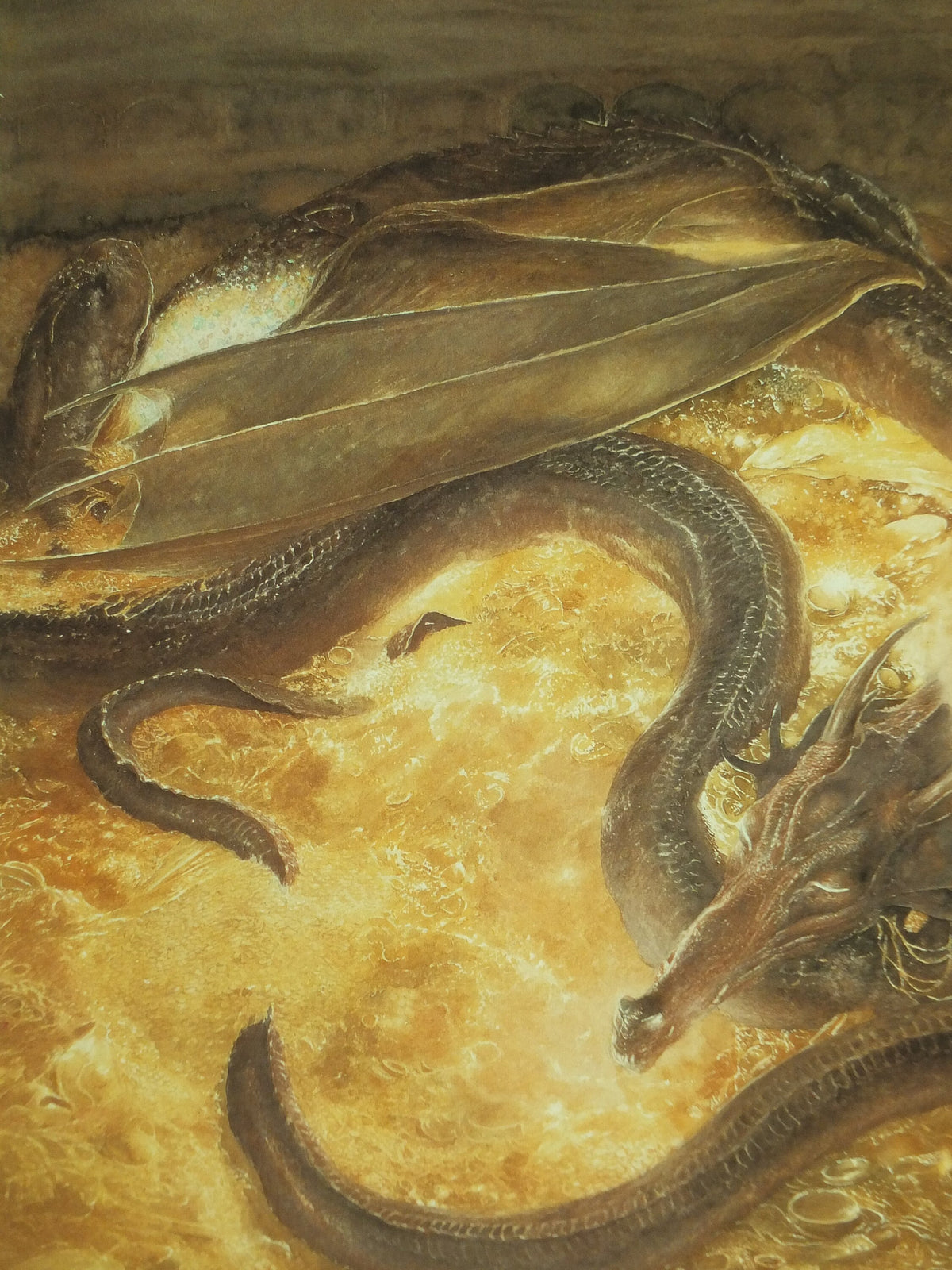1997 Smaug Poster, by Alan Lee, Under the Lonely Mountain from The Hobbit, J.R.R. Tolkien, Erebor, illustration print wall art decor