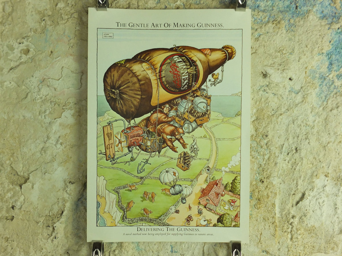 Original Vintage Gentle Art of Making Guinness Poster Delivering the Guinness advertising ale Irish stout beer print wall art retro 1980s