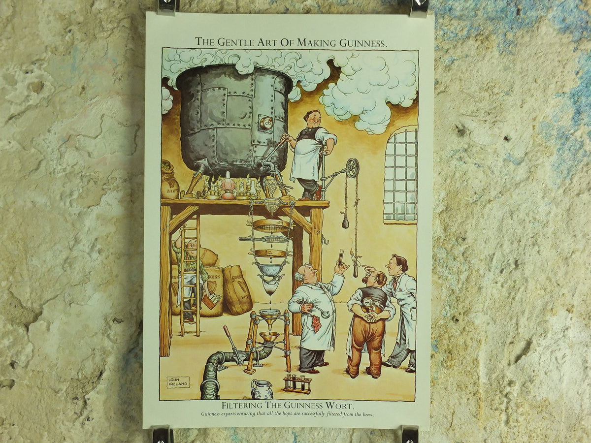 Original Vintage Gentle Art of Making Guinness Poster Filtering Guinness Wort advertising ale Irish stout beer print wall art retro 1980s