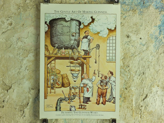 Original Vintage Gentle Art of Making Guinness Poster Filtering Guinness Wort advertising ale Irish stout beer print wall art retro 1980s