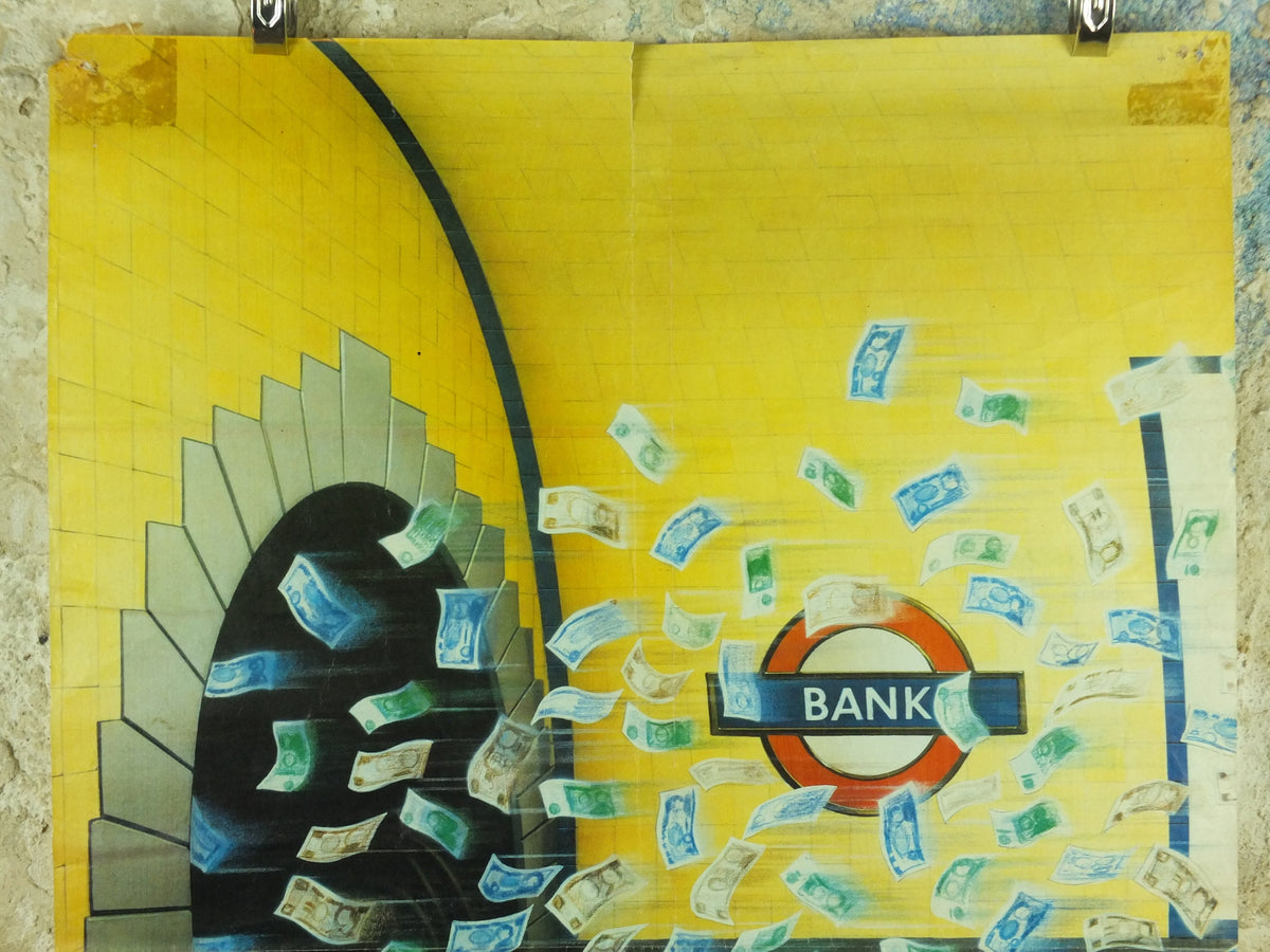 Vintage Tube London Underground Poster, 1980s Travelcard, authentic London history, travel and tourism tourist wall art