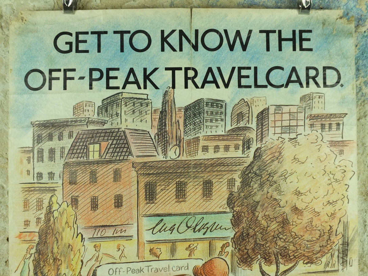 Vintage Tube London Underground Poster, 1980s Travelcard, authentic London history, travel and tourism tourist wall art