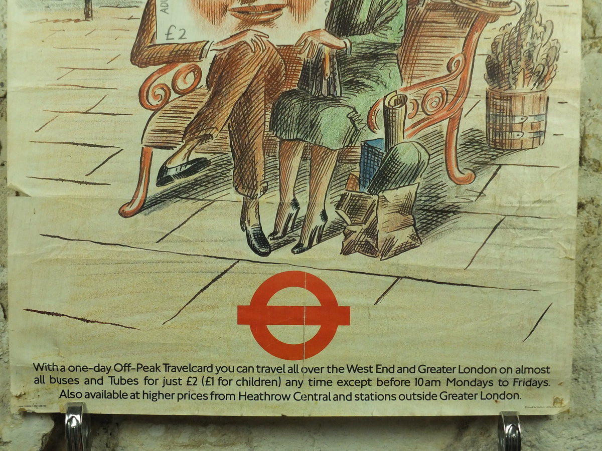 Vintage Tube London Underground Poster, 1980s Travelcard, authentic London history, travel and tourism tourist wall art