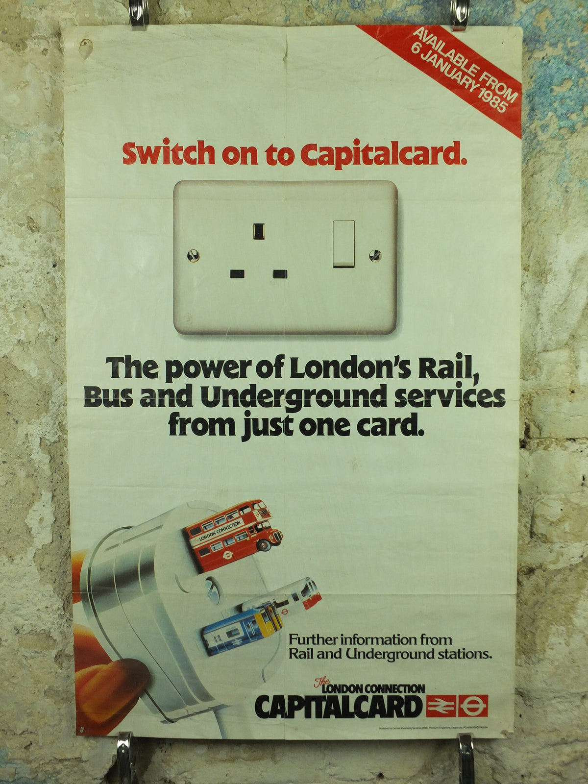 Vintage Tube London Underground Poster, 1980s Capitalcard 1985, authentic London history, travel and tourism tourist wall art