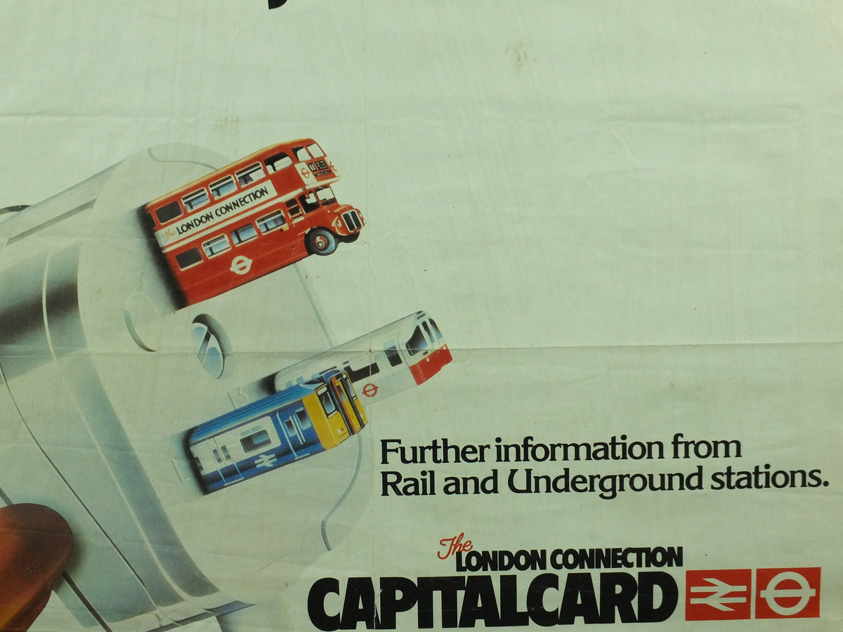 Vintage Tube London Underground Poster, 1980s Capitalcard 1985, authentic London history, travel and tourism tourist wall art