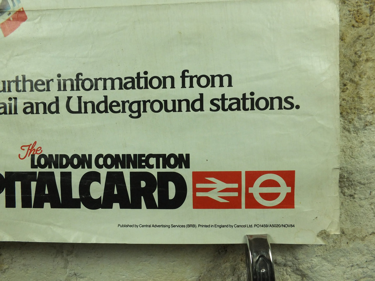 Vintage Tube London Underground Poster, 1980s Capitalcard 1985, authentic London history, travel and tourism tourist wall art
