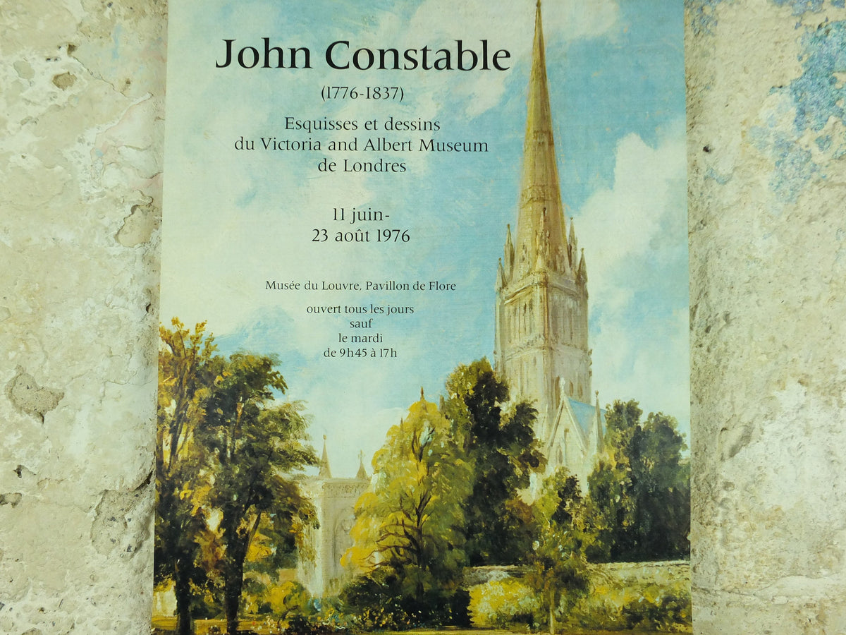 Vintage John Constable Poster, Louvre exhibition in 1976 from the Victoria & Albert Museum, gallery exhibition wall art