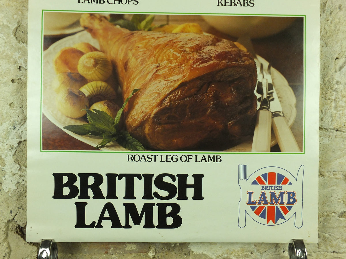 Vintage British Lamb Poster, patriotic kitchenalia for your kitchen wall, wall art retro 1970s