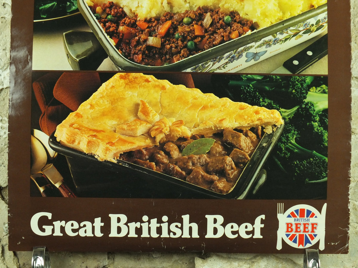 Vintage British Beef Poster, patriotic kitchenalia for your kitchen wall, wall art retro 1970s
